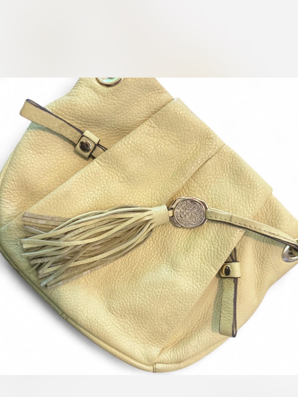 Women's VINCE CAMUTO pistachio Leather Shoulder Bag with Tassel - Picture 6 of 8